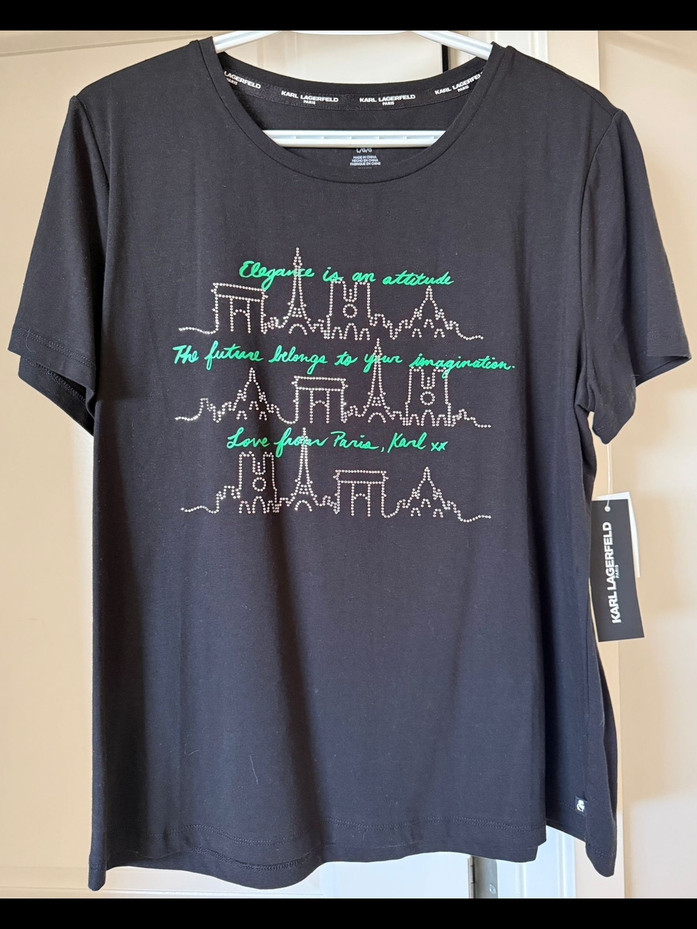 Karl Lagerfeld Black Graphic Paris Tee